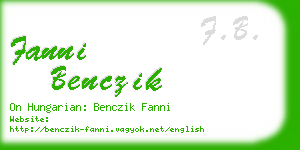 fanni benczik business card